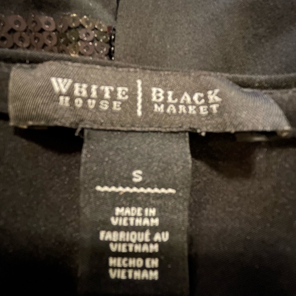 White House Black Market Black Evening Sequined Tunic Top S FREE SHIP - Picture 5 of 5